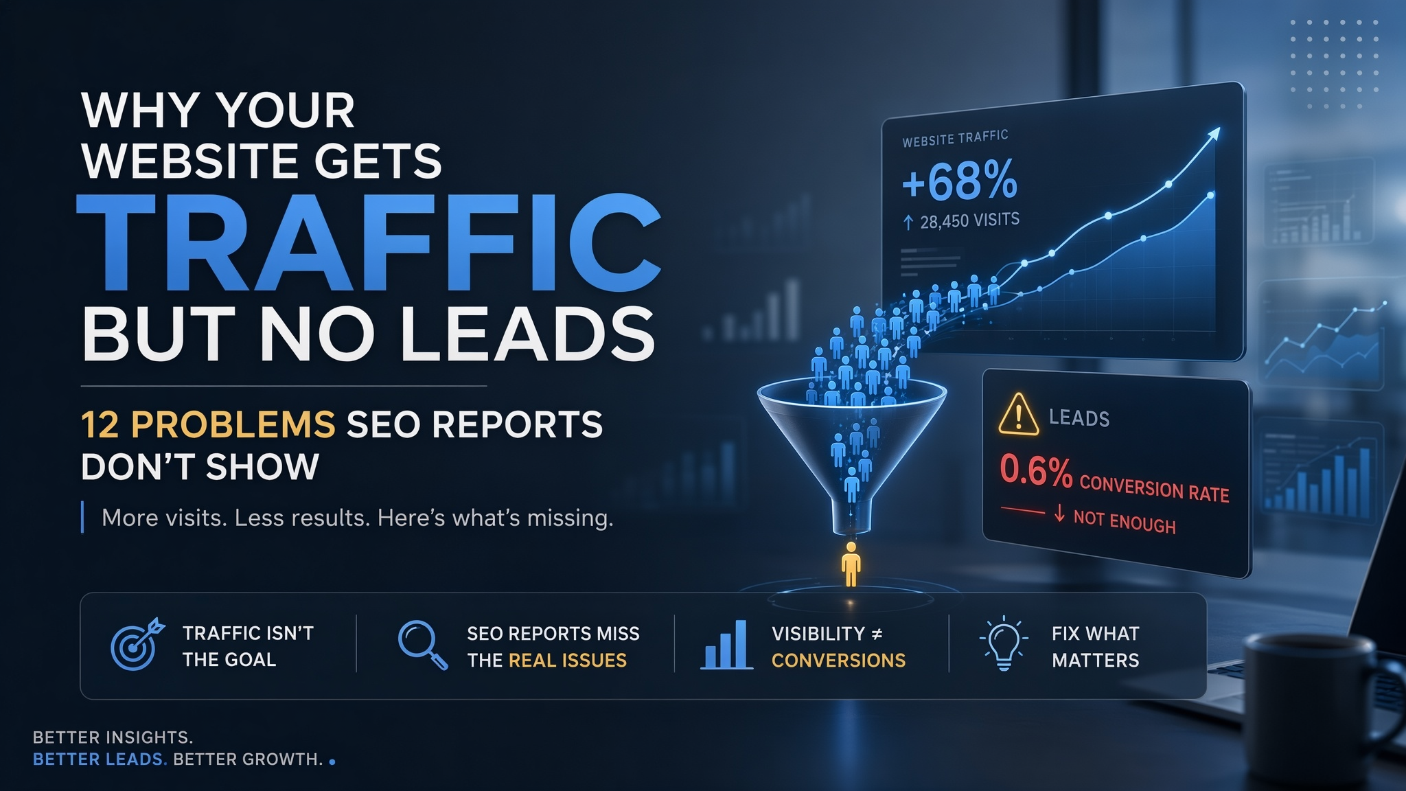 Why Your Website Gets Traffic but No Leads: 12 Problems SEO Reports Don’t Show